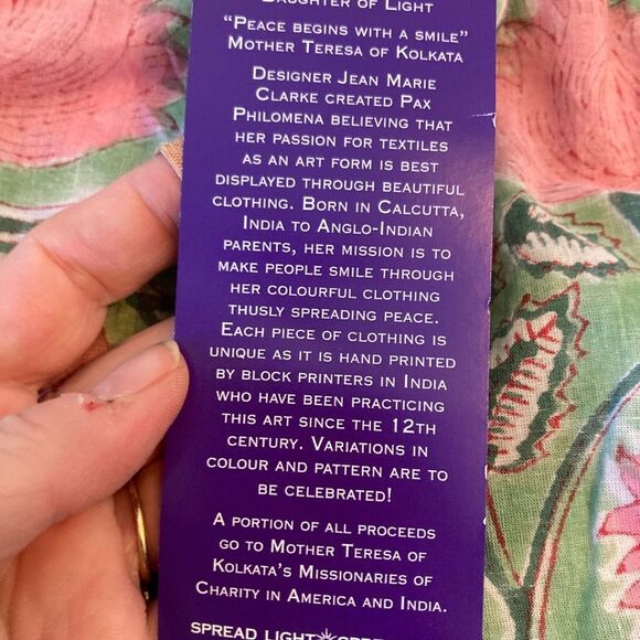 Pax Philomena NWT Francis Floral cotton draw string pants w/Beaded Tassel ties - Picture 12 of 16